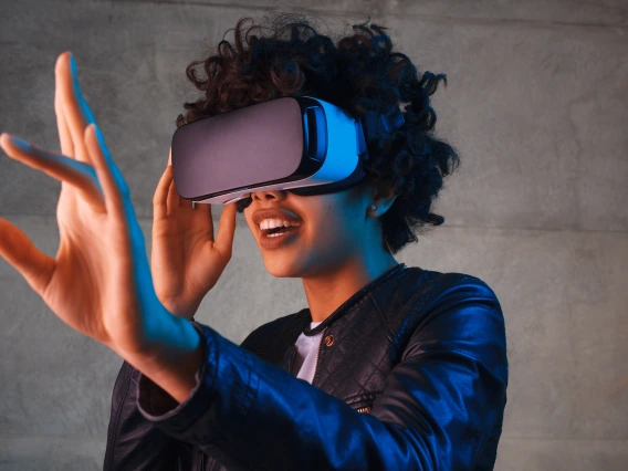 woman wearing a VR headset