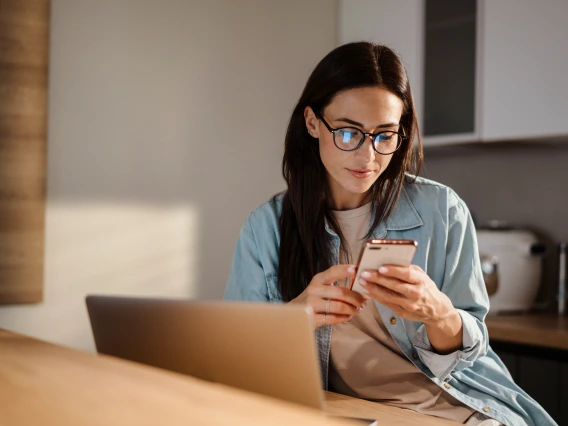 Woman using smartphone.