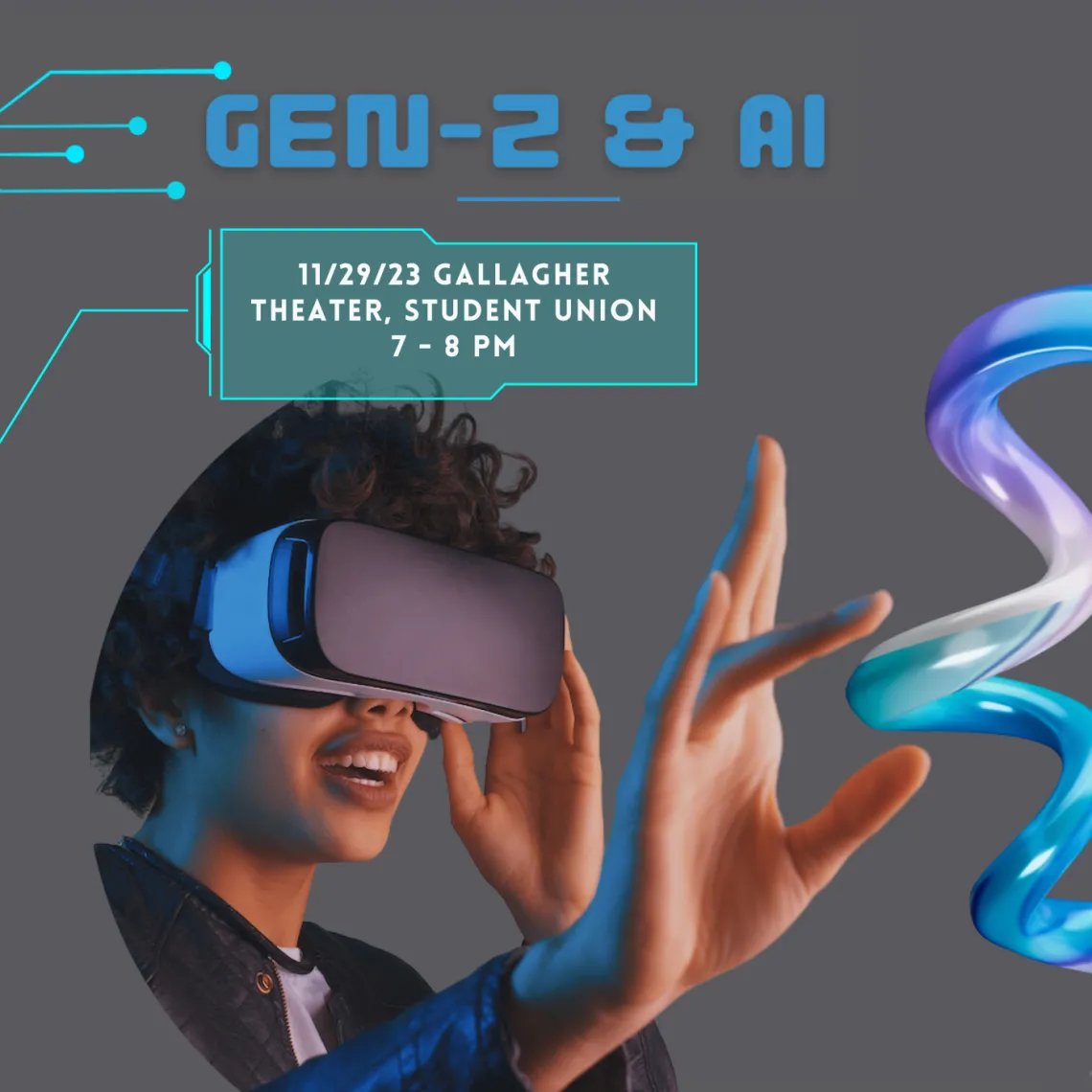 Gen Z & AI, woman wearing a virtual reality headset