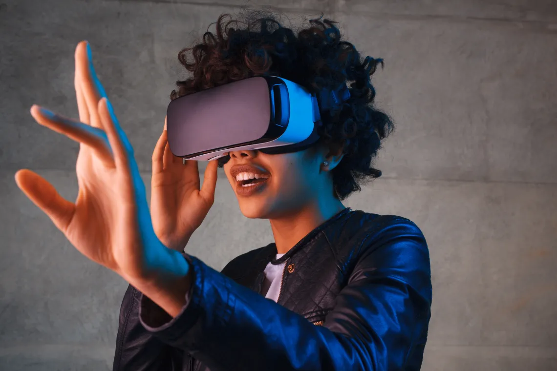 woman wearing a VR headset