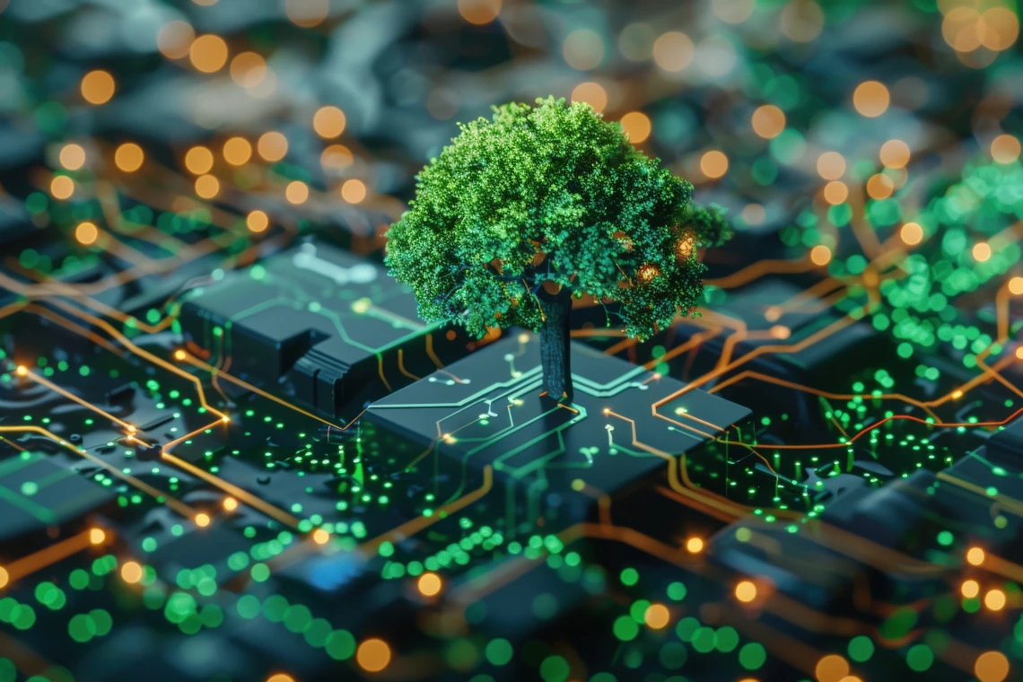 A picture representing technology playing role in climate sciences