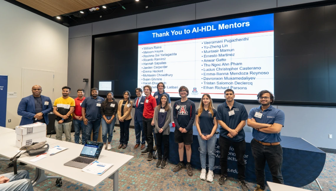 Group photo of University of Arizona students and mentors at an AI Hardware Design League (AI-HDL)