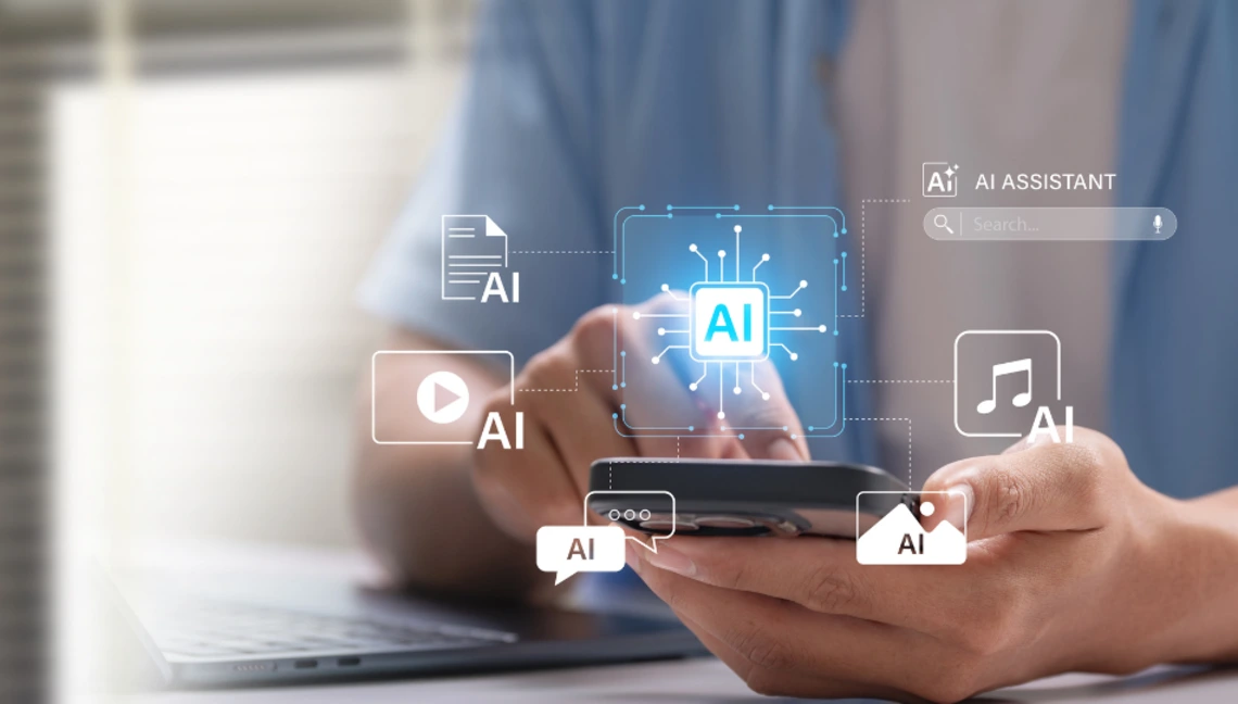 Digital interface showcasing accessible AI tools