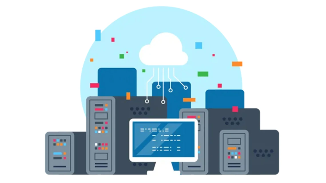 Abstract illustration of computer and cloud computing